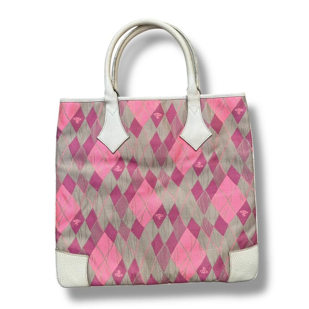 Vivienne Westwood Pink Argyle Tote Bag - Picture 5 of 7